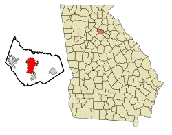 Location in Barrow County and the state of Georgia