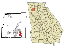 Location in Bartow County and the state of Georgia