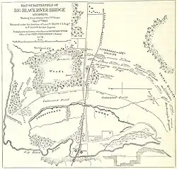 Sepia toned map shows the Battle of Big Black River Bridge, 17 May 1863
