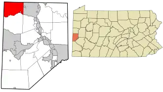 Location in Beaver County and state of Pennsylvania