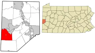 Location in Beaver County and state of Pennsylvania