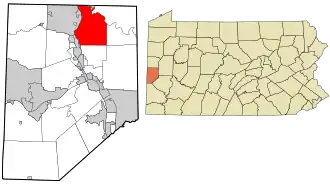Location in Beaver County and state of Pennsylvania