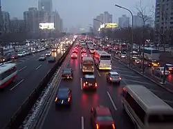 Right-hand traffic in Beijing, China