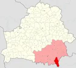 Location of Brahin district within Gomel region