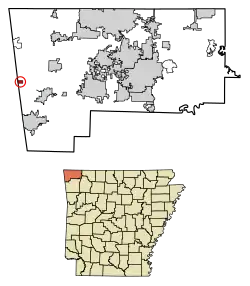 Location of Cherokee City in Benton County, Arkansas.