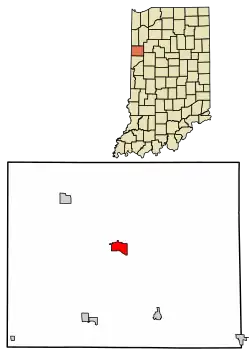 Location of Fowler in Benton County, Indiana.