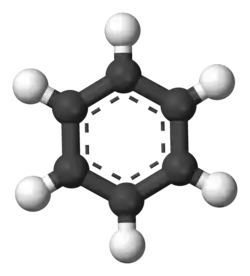 Benzene, the simplest aromatic compound with hexagonal shape.