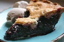 A slice of blueberry pie