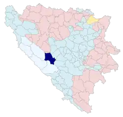 Location of the Municipality of Kupres within Bosnia and Herzegovina