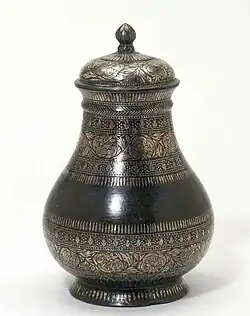 Bidriware cup and lid, c. 1850. V&A Museum.