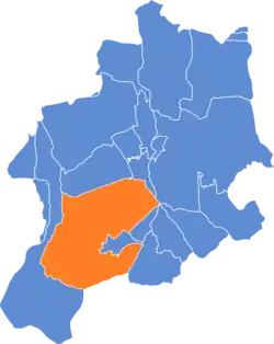 Location of Kamienica within Bielsko-Biała