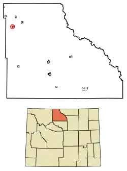 Location of Byron in Big Horn County, Wyoming.