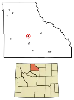Location of Greybull in Big Horn County, Wyoming.
