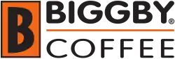 Storefront of a Biggby Coffee store, showing black-and-orange signage reading "Biggby Coffee"