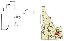 Location of Shelley in Bingham County, Idaho.