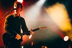 Isaac Wood of Black Country, New Road performing in 2020.