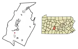 Location of Newry in Blair County, Pennsylvania.
