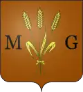 Arms of the French city of Maruéjols-lès-Gardon, bearing a field tenné