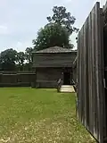 A blockhouse at one corner of the Fort Mitchell stockade.
