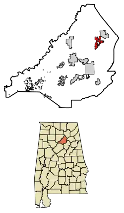 Location of Susan Moore in Blount County, Alabama.