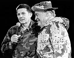 Fort McCoy commander and Bob Hope at a 1990 show in La Crosse, Wisconsin[16]