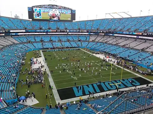 Inside of Bank of America Stadium in 2015. It's pregame as fans are entering the seats.