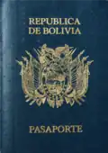 Older blue-coloured Bolivian passport type showing only the old official name Republic of Bolivia on the title.
