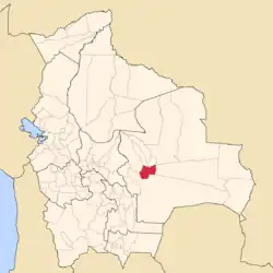 Location of the Andrés Ibáñez Province within Bolivia