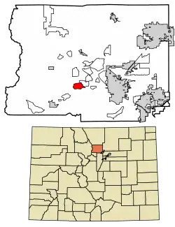 Location of the Sugarloaf CDP in Boulder County, Colorado