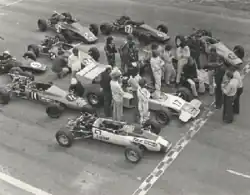 Bowin racing car coaching clinic at Oran Park, Sydney Australia in 1975