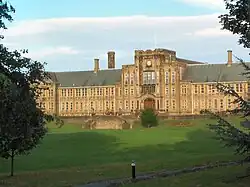 long, grand sandstone building