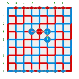 2: Potential captures for the Red piece at E6