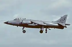 British Aerospace Sea Harrier FRS.1 of 899 NAS. Last noted as an instructional airframe at the School of Flight Deck Operations, RNAS Culdrose