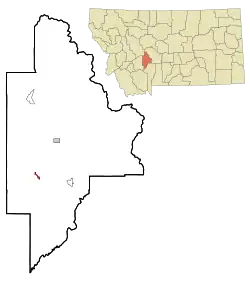 Location of Radersburg, Montana