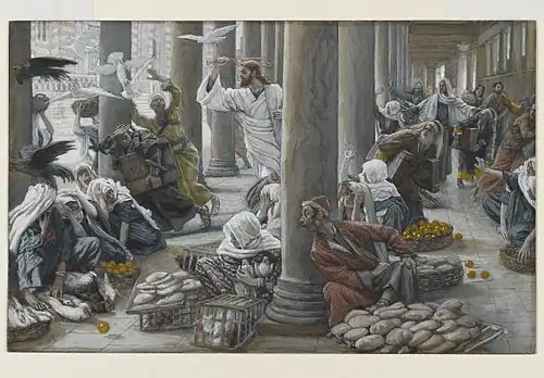 The merchants chased from the temple, by James Tissot