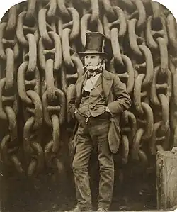 Image 919th-century engineer Isambard Kingdom Brunel by the launching chains of the SS Great Eastern (from Engineer)