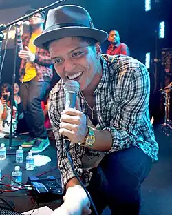 Bruno Mars performing in Las Vegas, Nevada, on September 18, 2010.