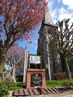 The church and Souvenir Français monument, in Bullecourt