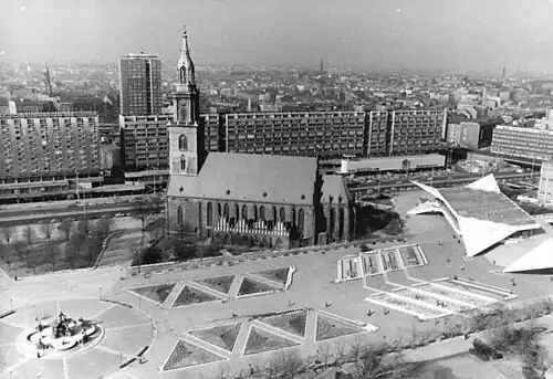 St. Mary's Church from the tower of the Rotes Rathaus, 1987