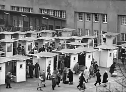 Checkpoint booths outside the Friedrichstraße railway station, which, although located completely in East Berlin, was a major crossing as it was served by trains from West Berlin.
