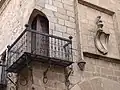 Detail of corner balcony of the Palacio Carvajal