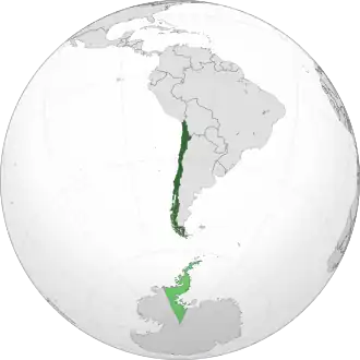Location of the Socialist Republic of Chile in South America.