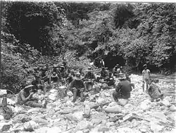 A Dutch military patrol on break during the Aceh War