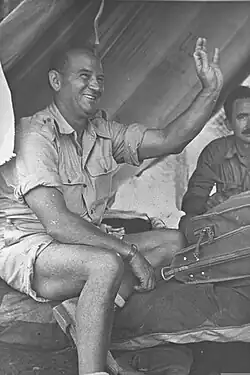 COLONEL MICKEY MARCUS (STONE) WITH HIS A.D.C. MAJOR ALEX BROIDO DURING THE "BURMA ROAD CAMPAIGN.D359-083