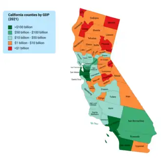 California counties by GDP (2021)[298]
