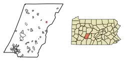 Location of Ashville in Cambria County, Pennsylvania.