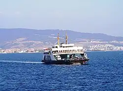 A ferry going from the town of Çanakkale to Gallipoli peninsula
