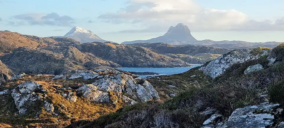 View of Canisp and Suilven from nearby Clachtoll