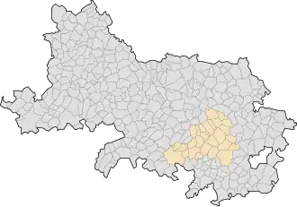 Location of Croisilles within the arrondissement of Arras