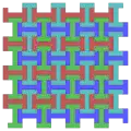 Topological square tiling, isohedrally distorted into I shapes